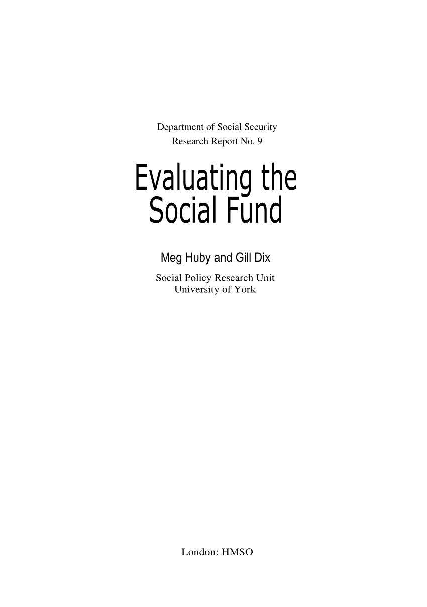 PDF) Evaluating the Social Fund