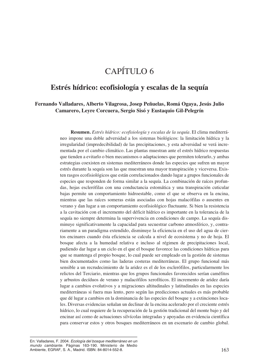 (PDF) Estrés hídrico: ecofisiología y escalas de la sequía