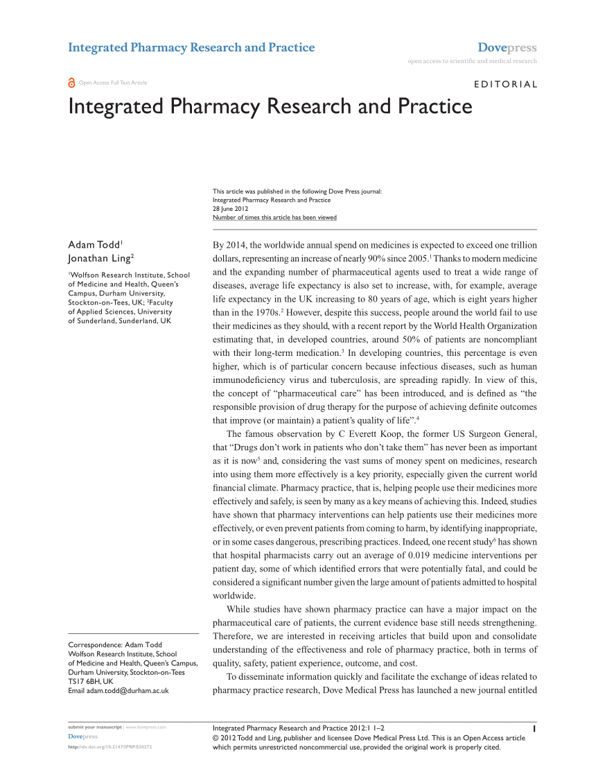 pharmacy research essay
