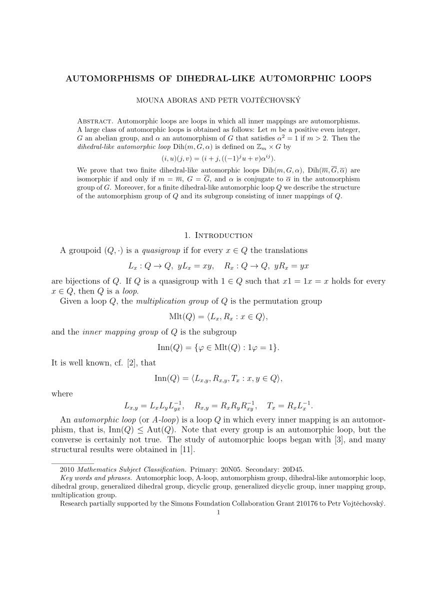 Pdf Automorphisms Of Dihedral Like Automorphic Loops