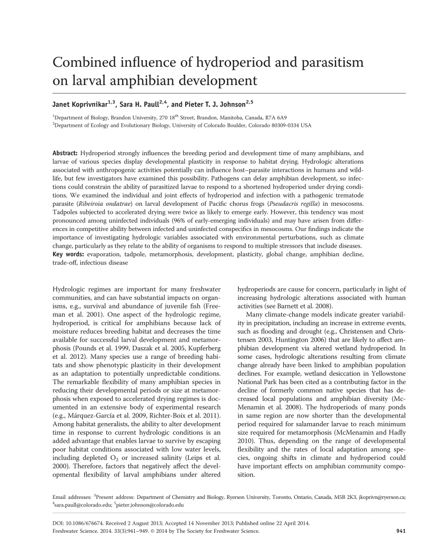 (PDF) Climate change and amphibian disease: combined influences of