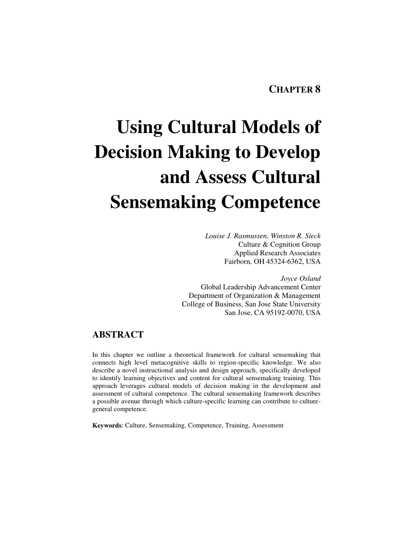 cultural model research paper
