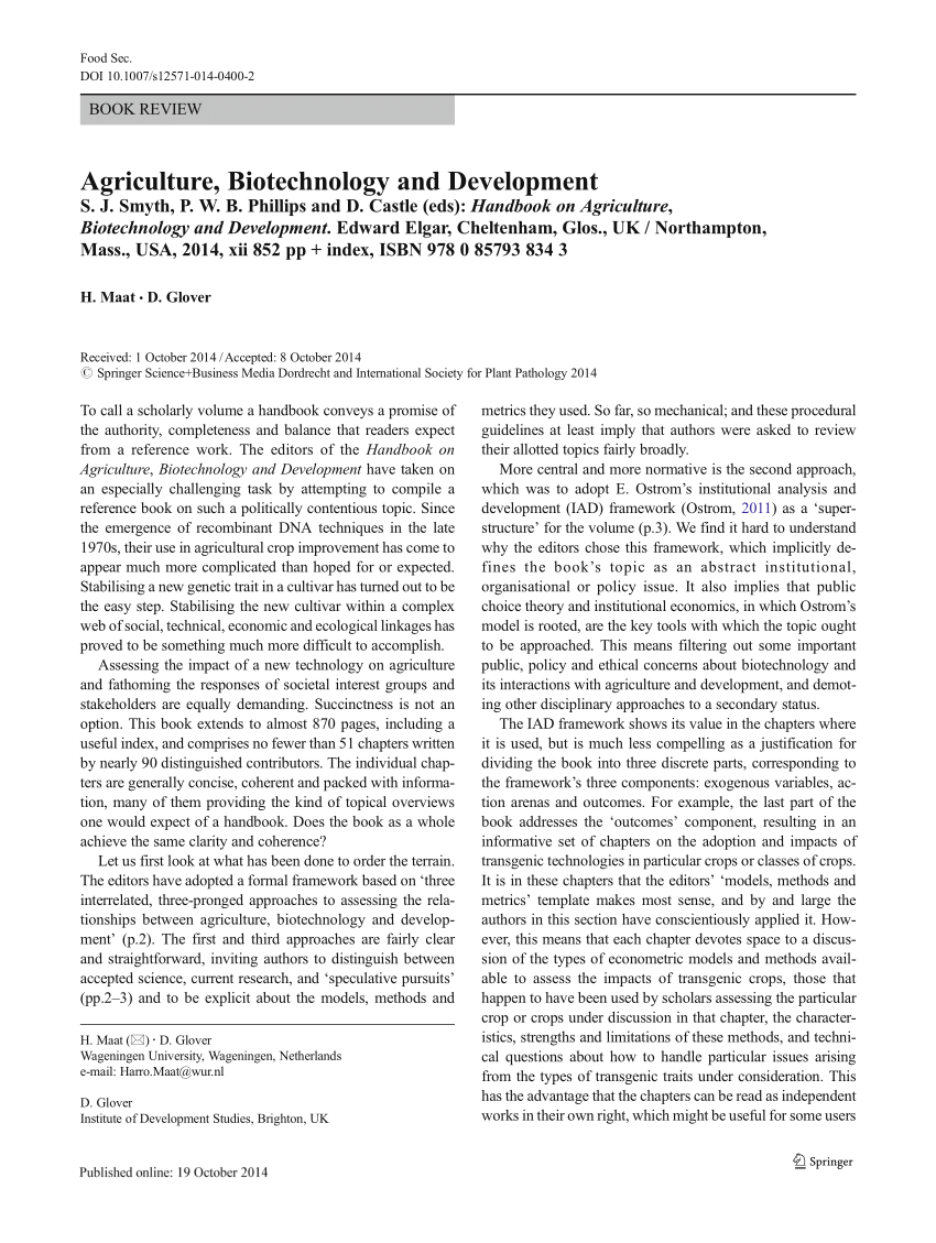 biotechnology in agriculture research paper