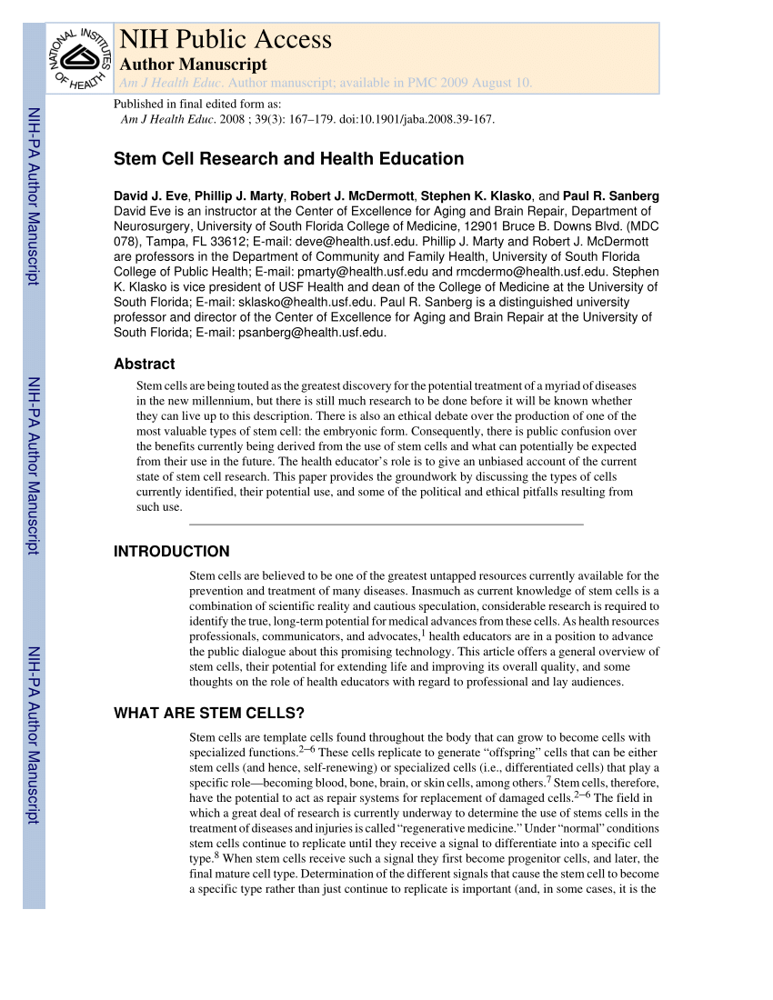 stem cell research report