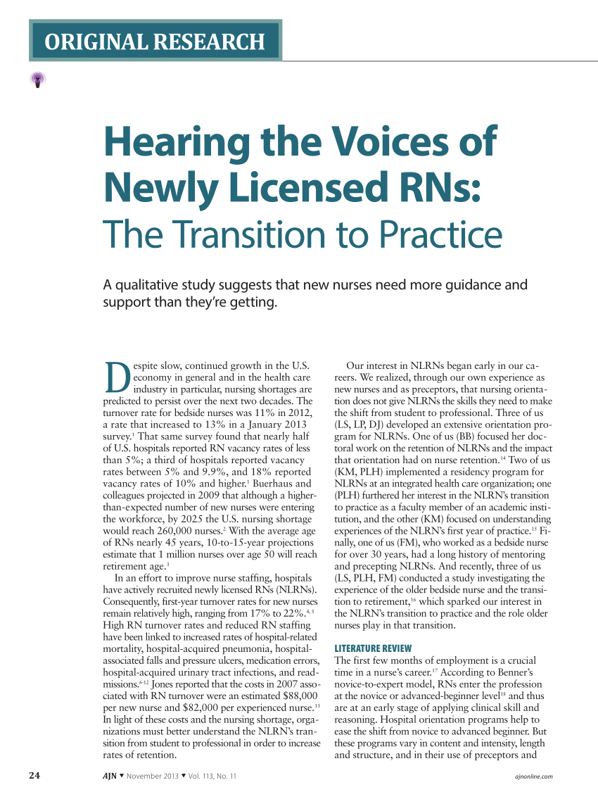 Implementing Transition Experiences For Newly Licensed Nurses