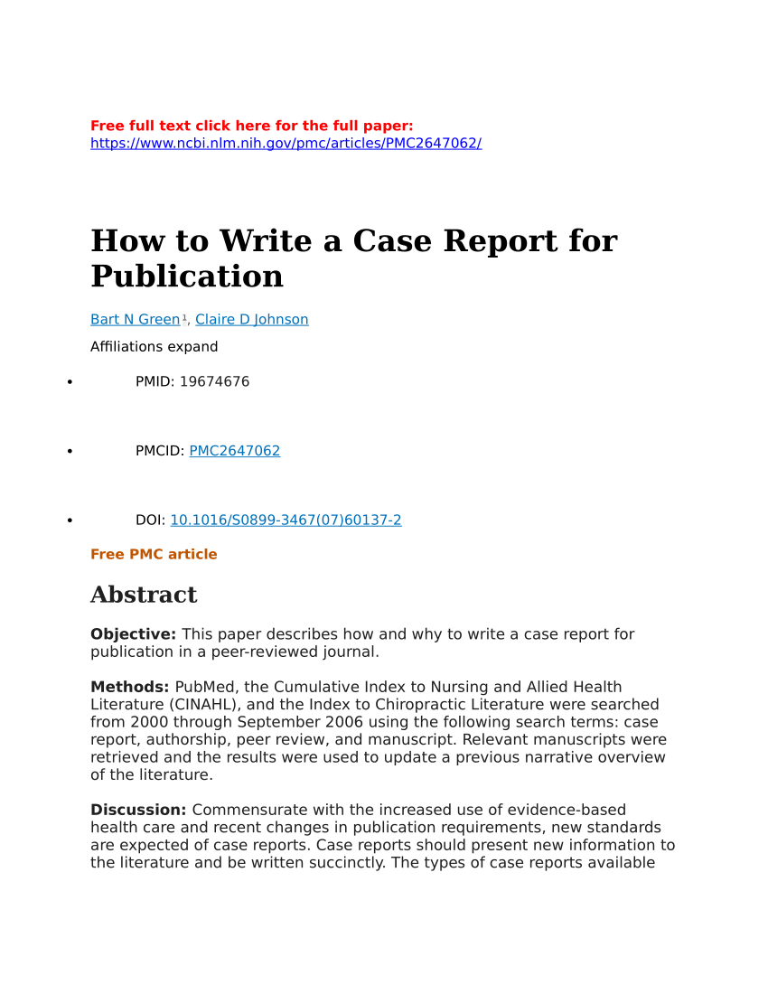 how to write abstract case report