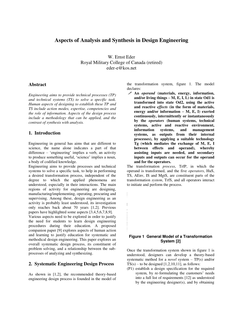 analysis and synthesis of the design