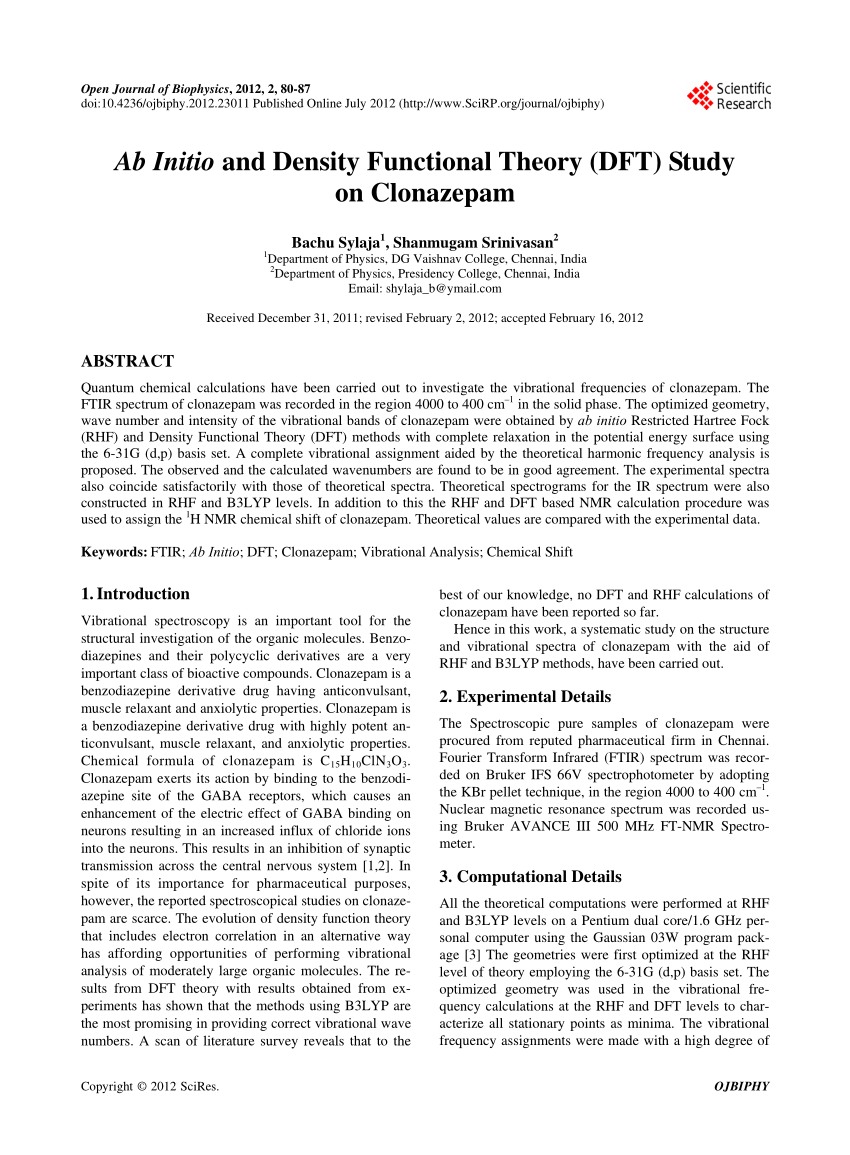 (PDF) Ab Initio and Density Functional Theory (DFT) Study on Clonazepam