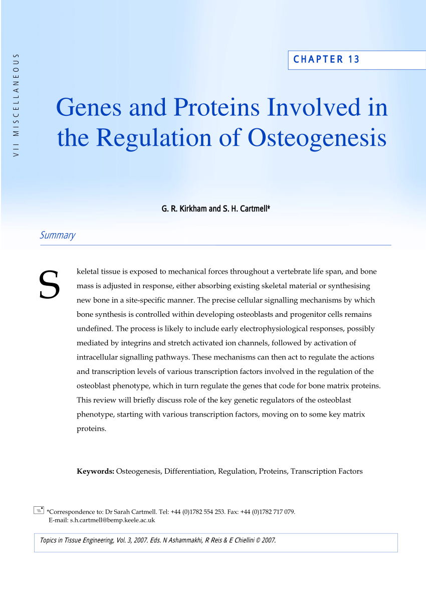 Pdf Genes And Proteins Involved In The Regulation Of Osteogenesis