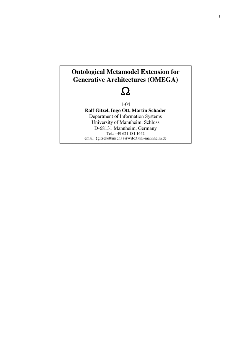 Pdf Ontological Metamodel Extension For Generative Architectures Omega