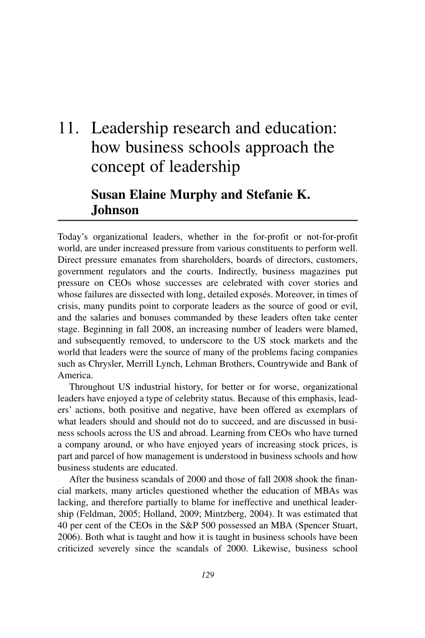 scholarly article on education leadership