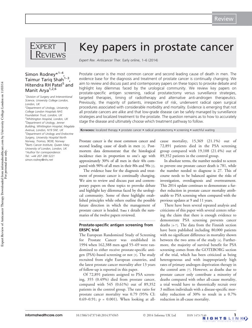 prostate cancer treatment research paper Prostatitis férfiakban és kezelésben