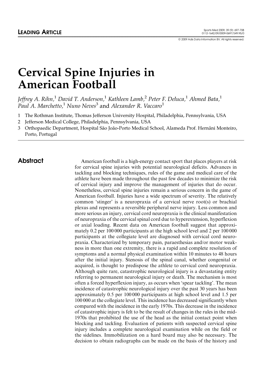 Spine Injuries in Sports