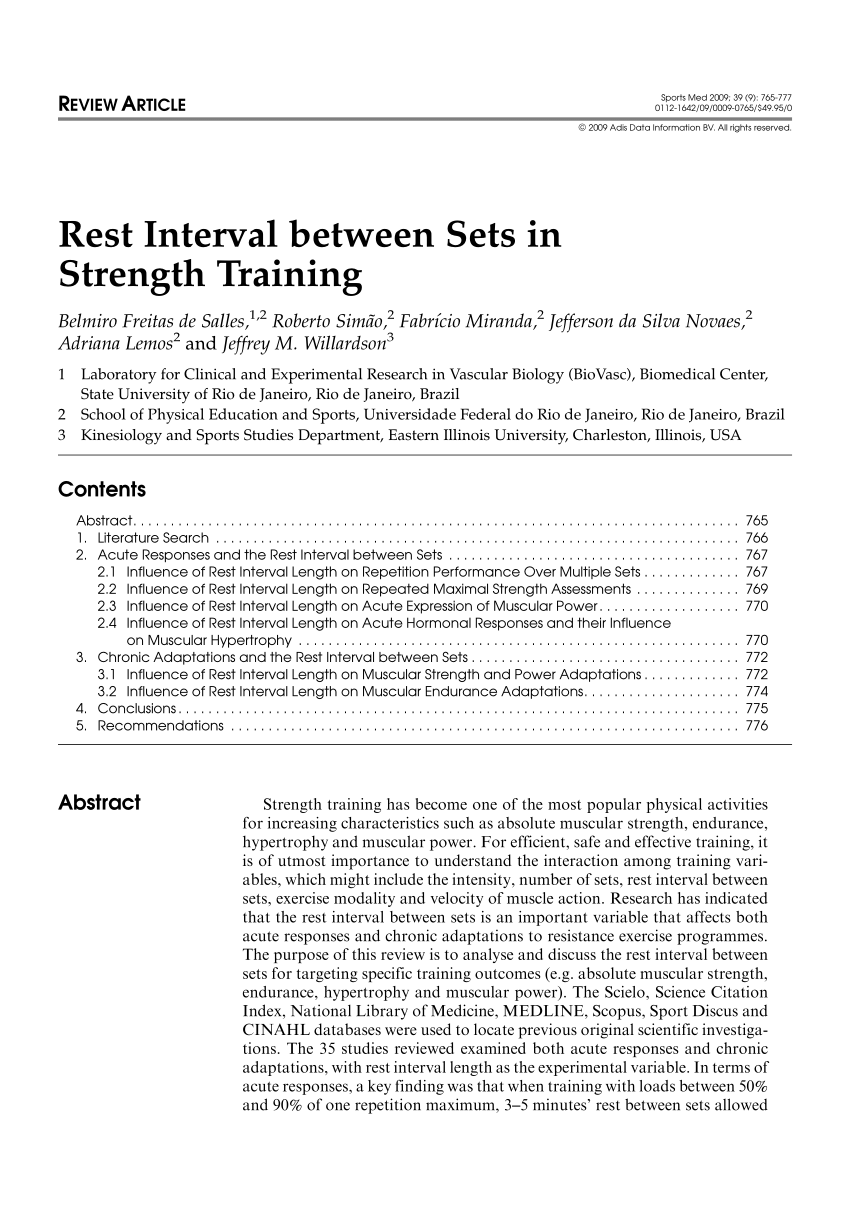 PDF) Interval between Sets in Training