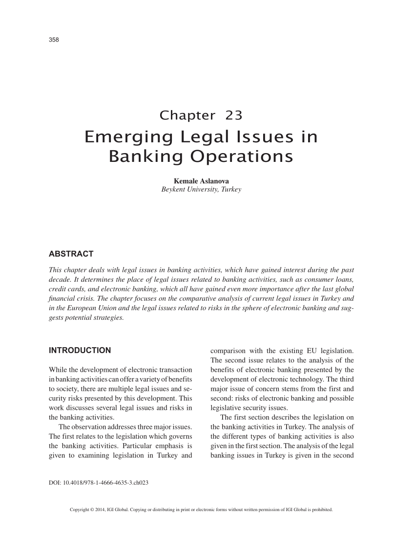 banking law research topics