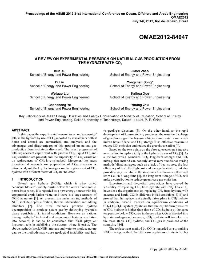 PDF) A Review on Research on Replacement of CH4 in Natural Gas Hydrates by  Use of CO2