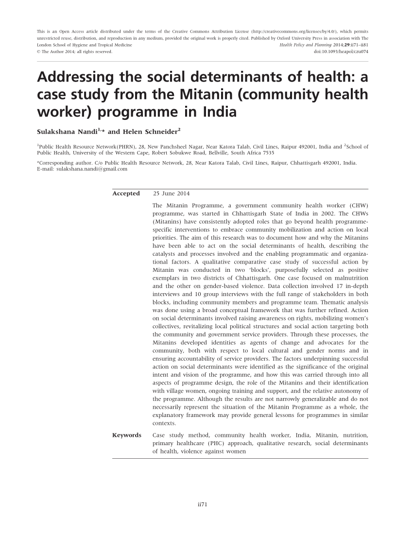 social determinants case study