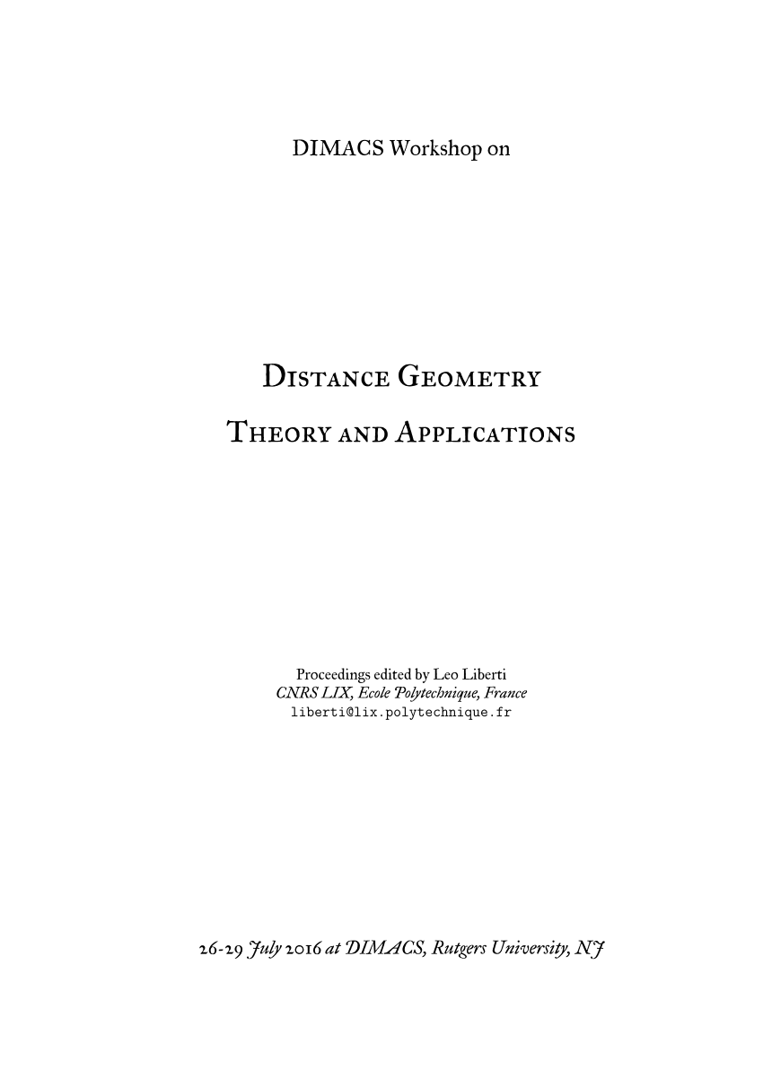 (PDF) Distance Geometry Theory, Methods and Applications