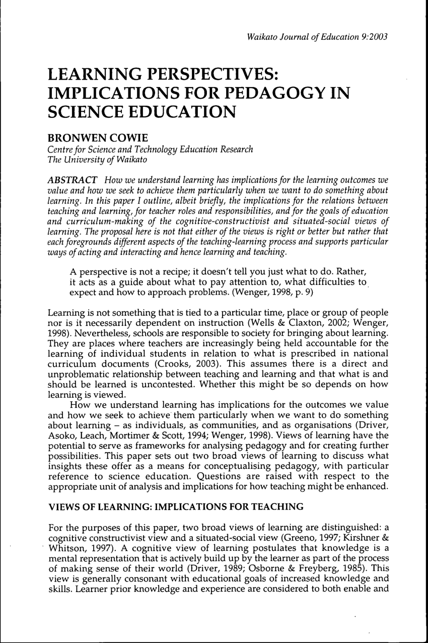 a history of ideas in science education implications for practice