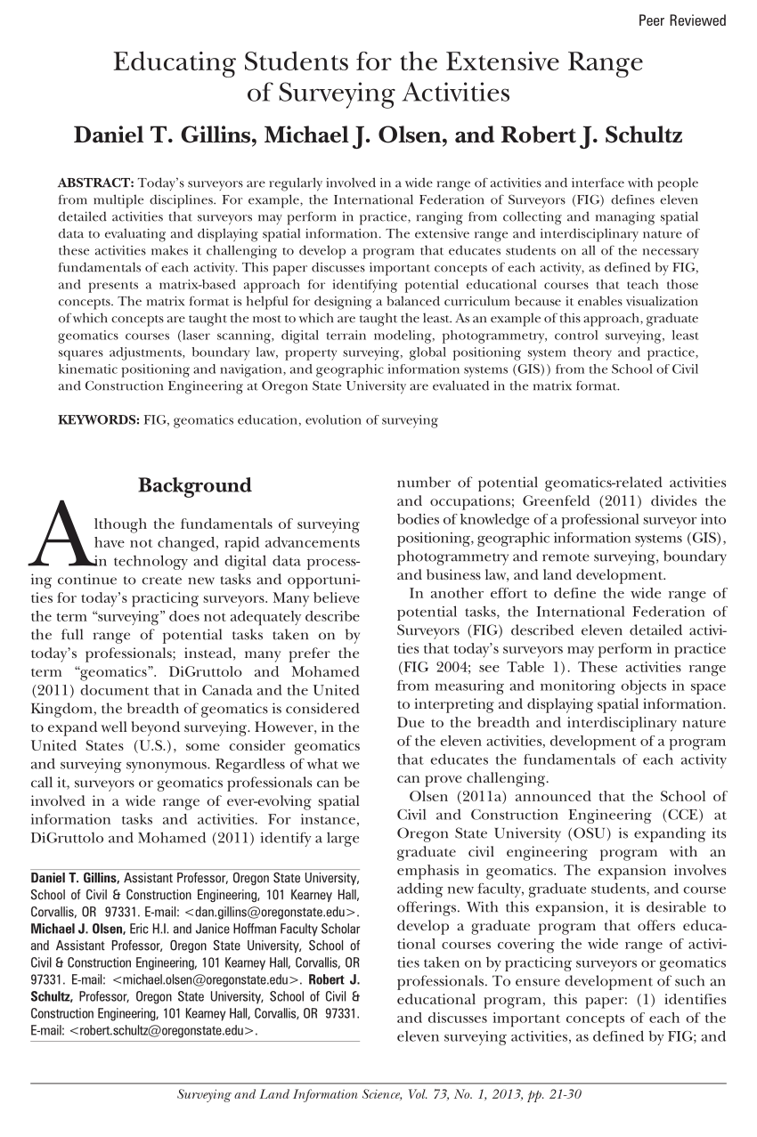 Pdf The Current State Of Surveying Education Within Civil - pdf the current state of surveying education within civil engineering programs in the united states