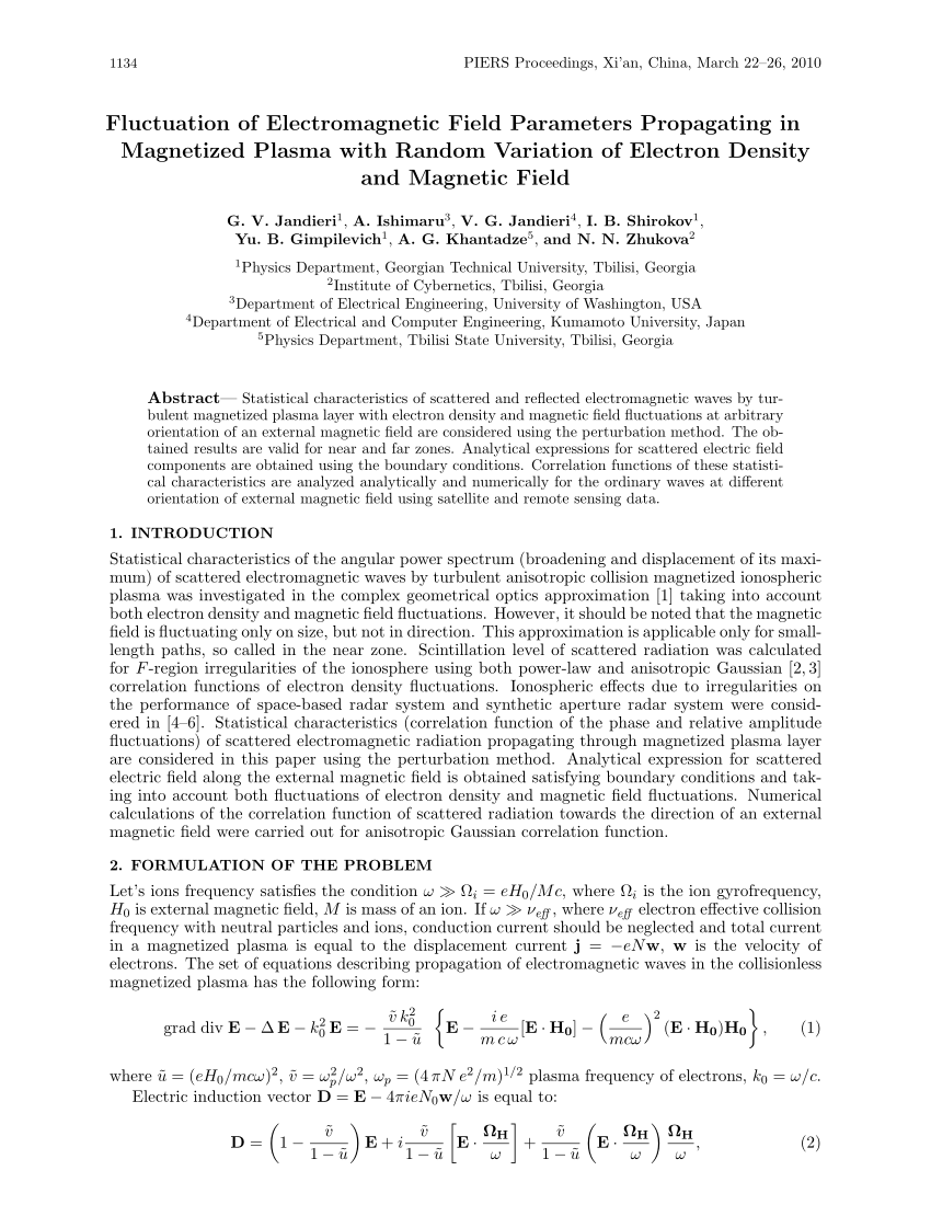 Pdf Fluctuation Of Electromagnetic Field Parameters Propagating In Magnetized Plasma With Random Variation Of Electron Density And Magnetic Field