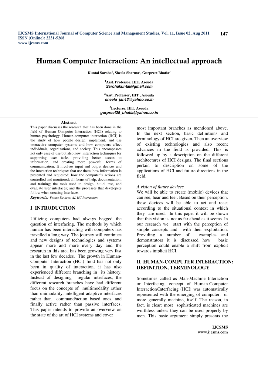 ieee research papers on human computer interaction