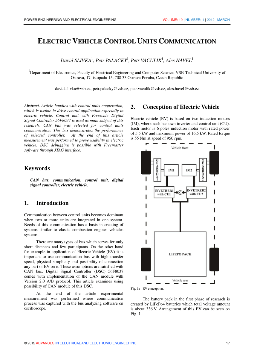 (PDF) Electric Vehicle Control Units Communication