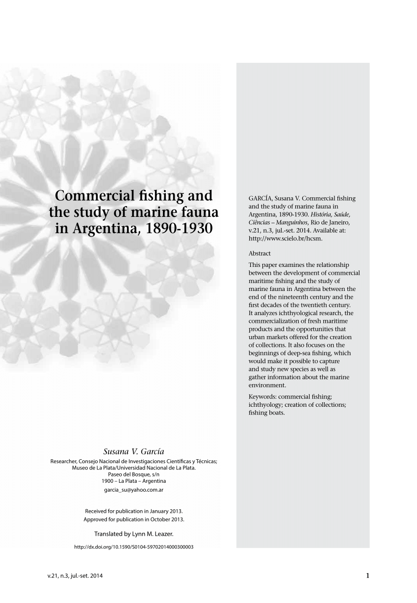 PDF) Commercial fishing and the study of marine fauna in Argentina, 1890-1930