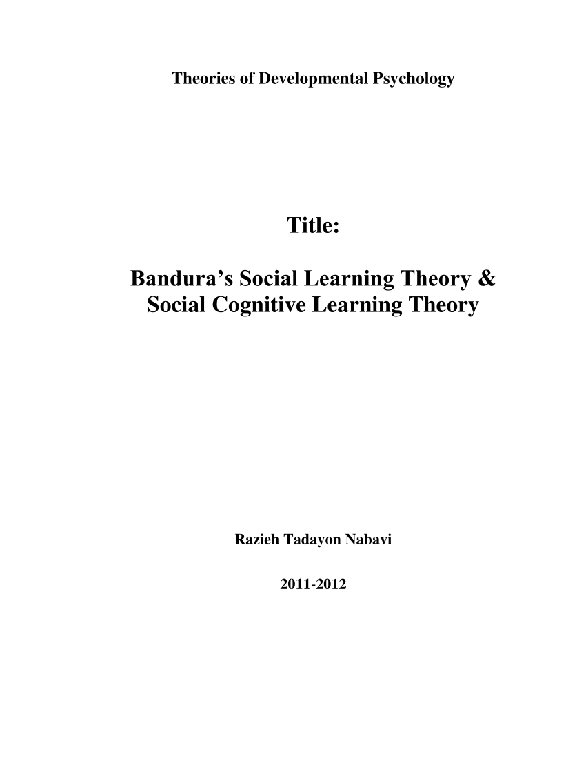 pdf) bandura's social learning theory & social cognitive learning theory