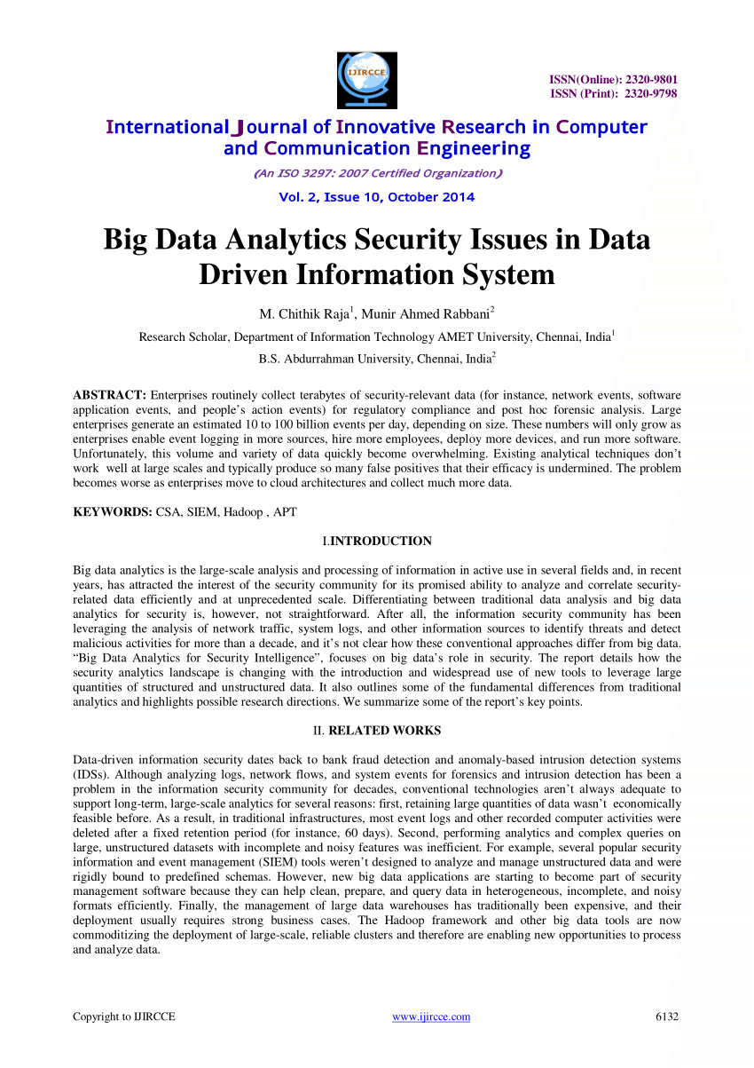 (PDF) Big Data Analytics Security Issues in Data Driven ...