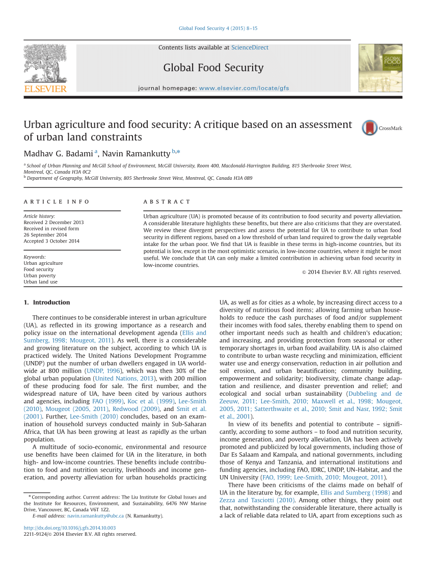 urban food security thesis