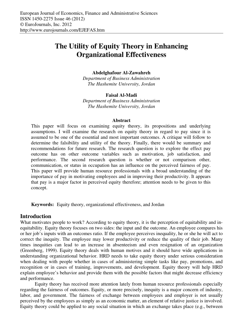 equity theory articles