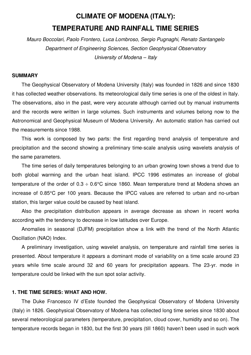 PDF Climate of Modena Italy temperature and rainfall time series