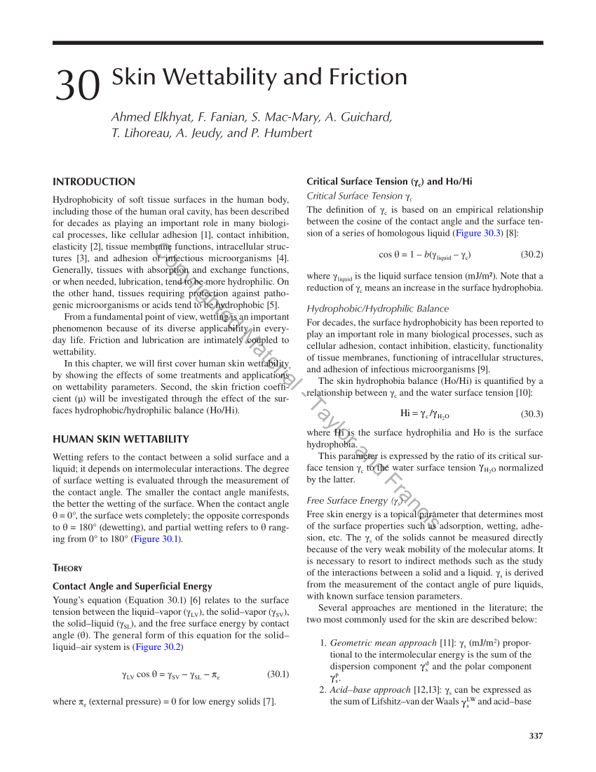 PDF) Skin Wettability and Friction