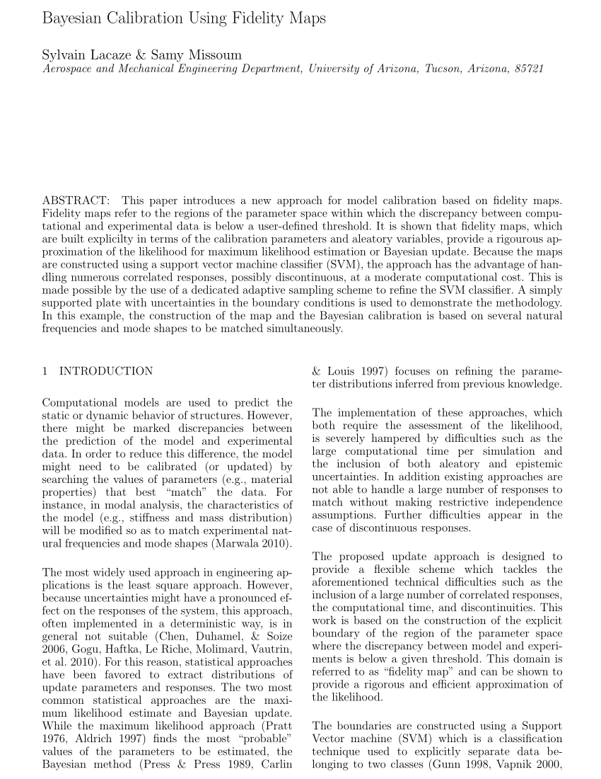 (PDF) Bayesian Calibration Using Fidelity Maps