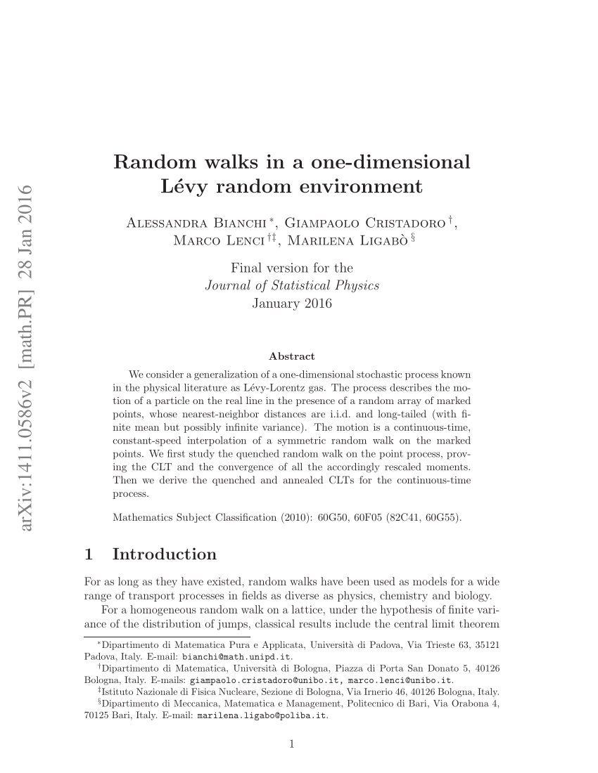 PDF) Random Walks in a One-Dimensional Lévy Random Environment