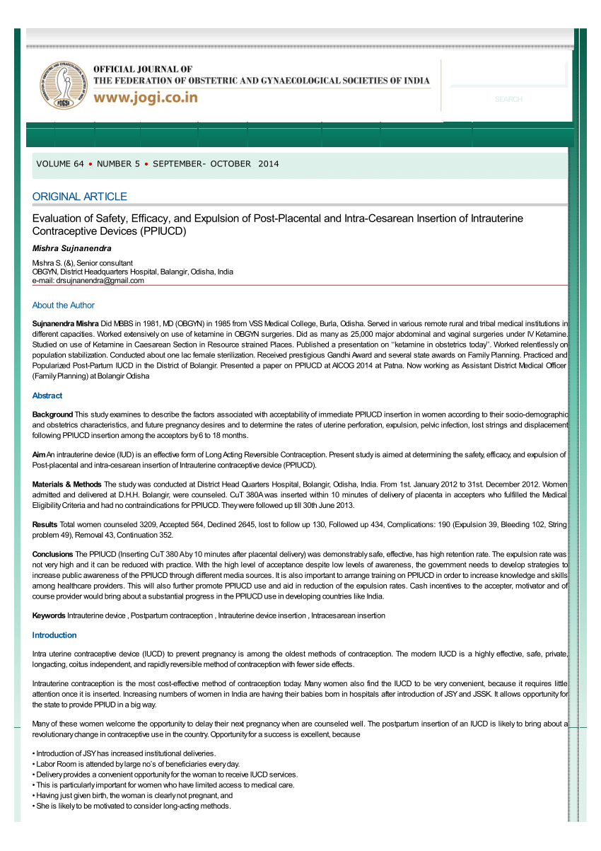 (PDF) Evaluation of Safety, Efficacy, and Expulsion of PostPlacental