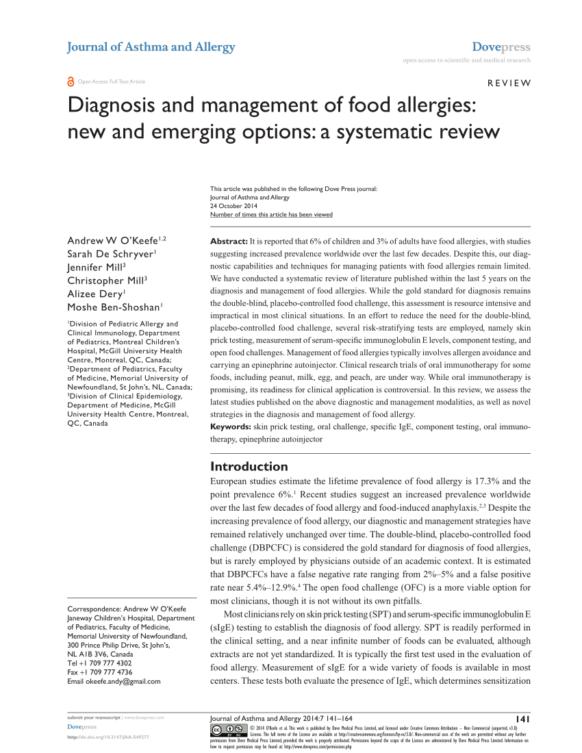 food allergy research paper