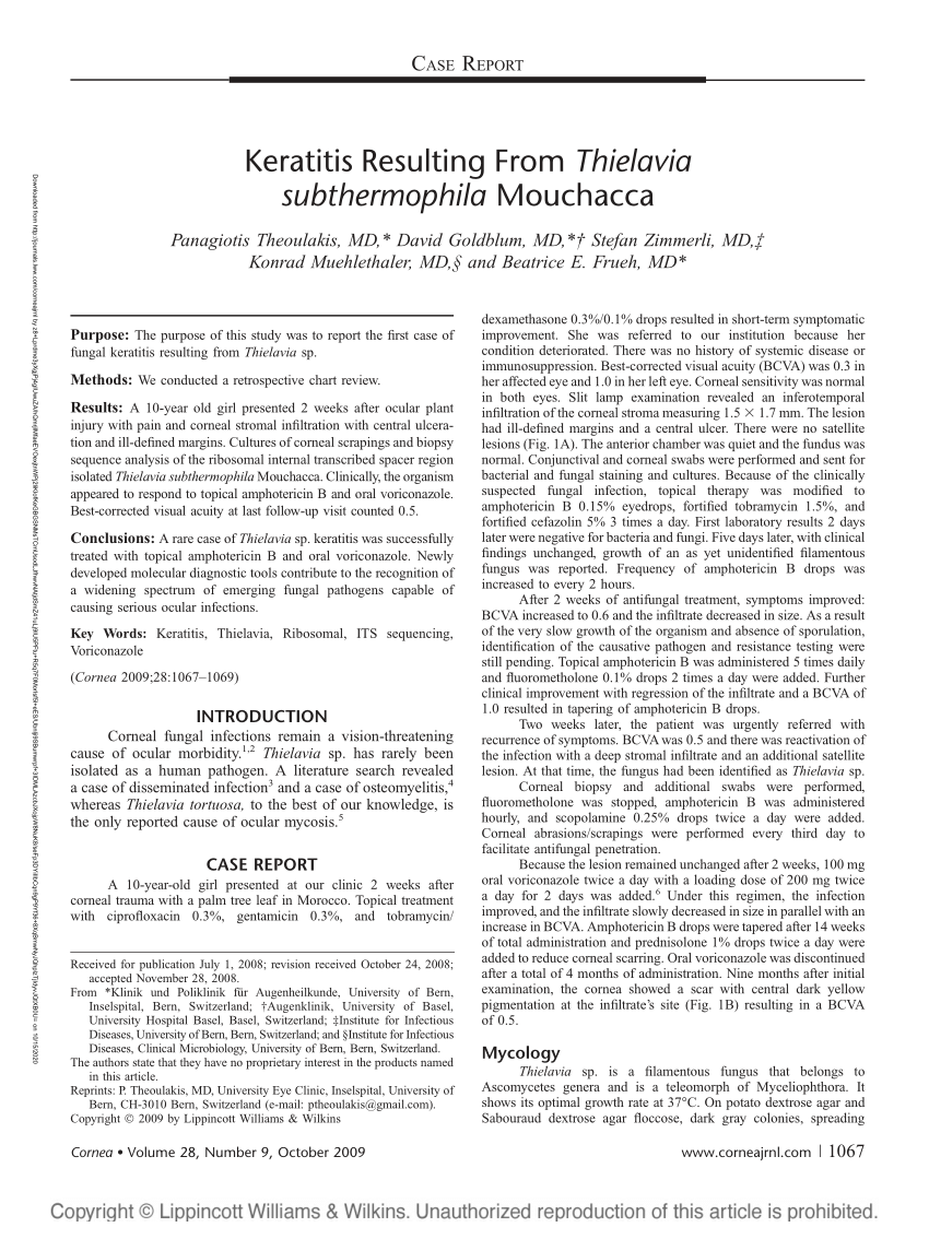 PDF Keratitis Resulting From Thielavia subthermophila Mouchacca