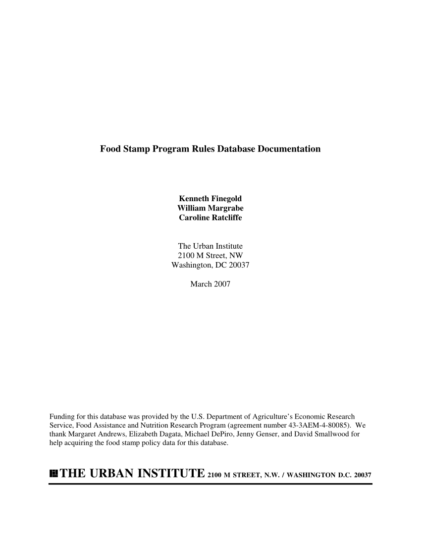 Short Recertification Periods In The U S Food Stamp Program - short recertification periods in the u s food stamp program request pdf