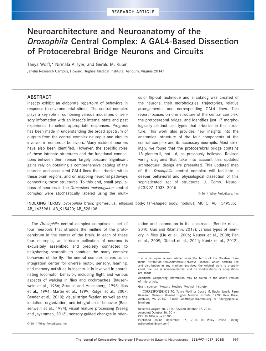 PDF) Neuroarchitecture and Neuroanatomy of the Drosophila Central ...