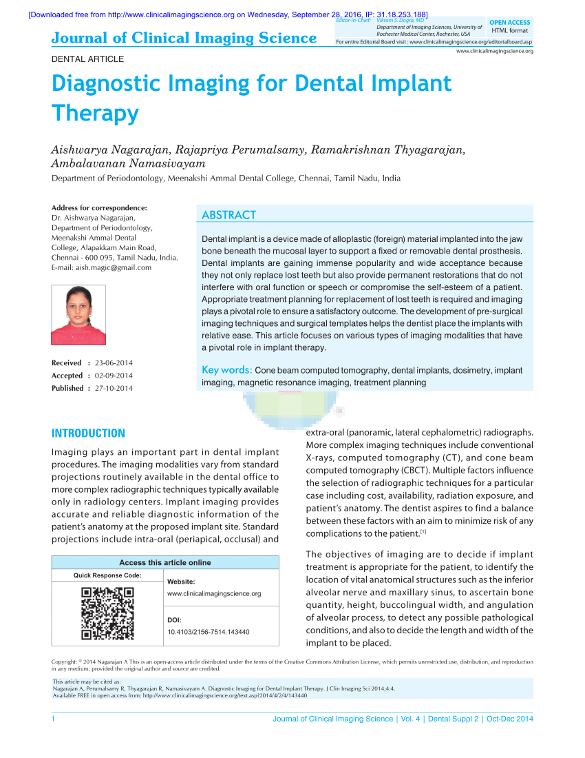 (PDF) Diagnostic Imaging for Dental Implant Therapy