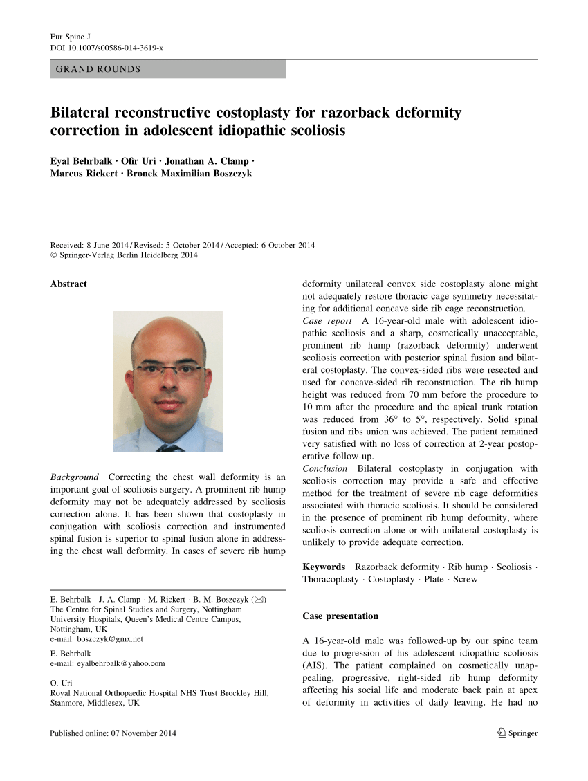 PDF) Bilateral reconstructive costoplasty for razorback deformity