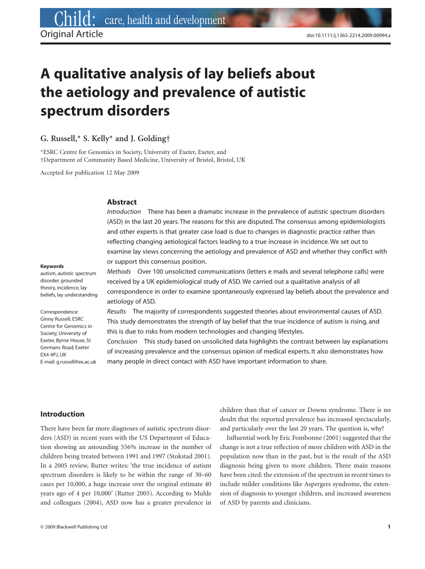 literature review of autistic spectrum disorders