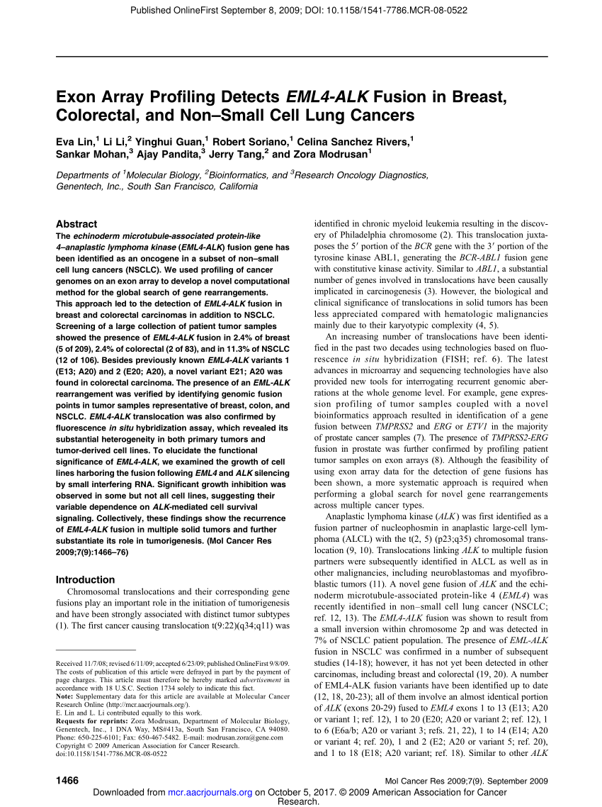 (PDF) Combined effect of ALK and MEK inhibitors in EML4 