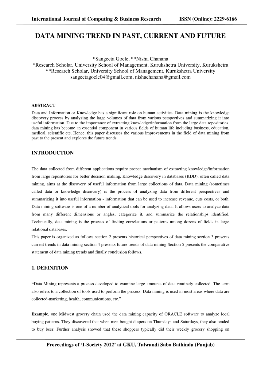 data mining research paper topics