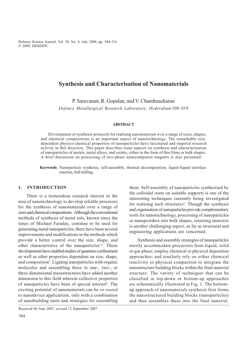 research papers on nanomaterials pdf