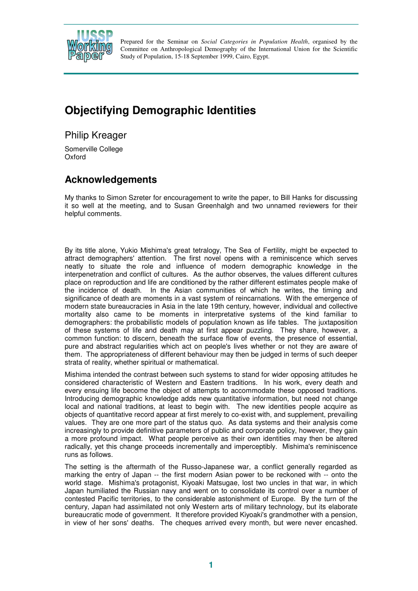 PDF) Objectifying Demographic Identities