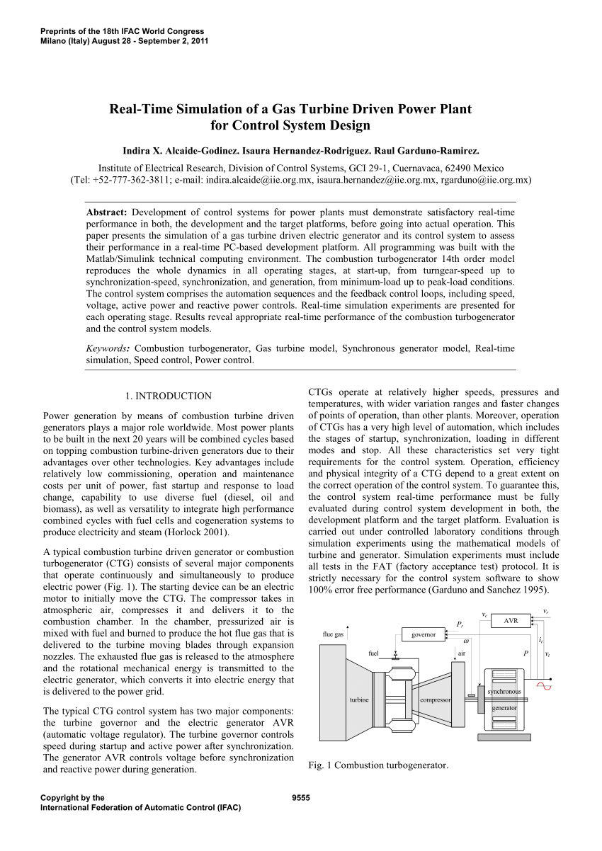 (PDF) Real-Time Simulation of a Gas Turbine Driven Power Plant for Control System Design on Plant Driven Design
 id=29246