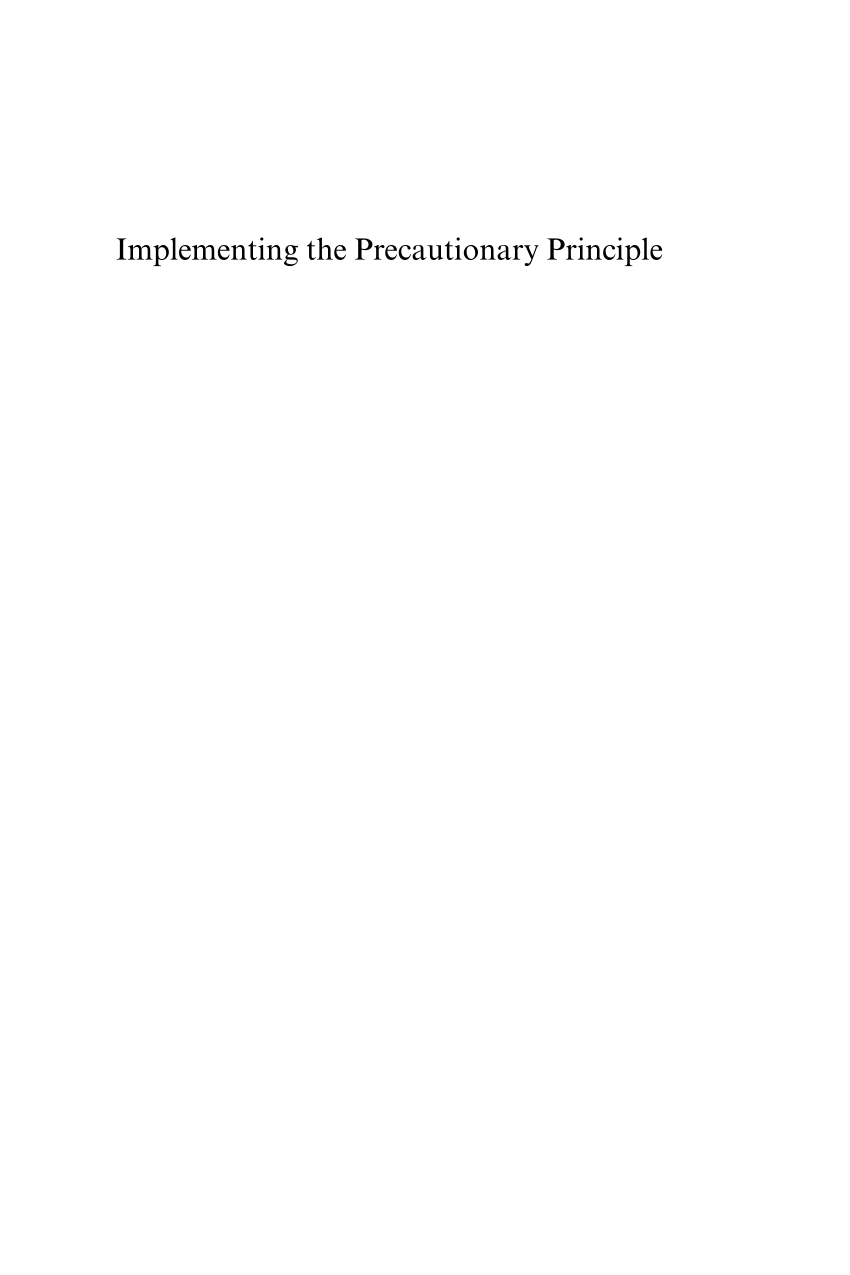 PDF) Implementing the Precautionary Principle: Perspectives and ...